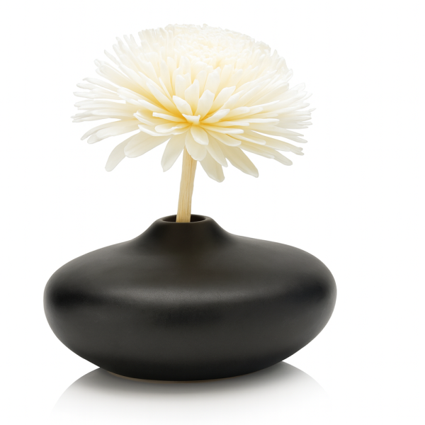 Alternative view of Vogel Frei – Schwarze Keramikvase mit handgefertigter Sola-Duftblume