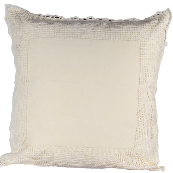 Hossner Kissenhülle Blumenfein Shabby Vintage Landhaus creme gehäkelt 40x40 cm