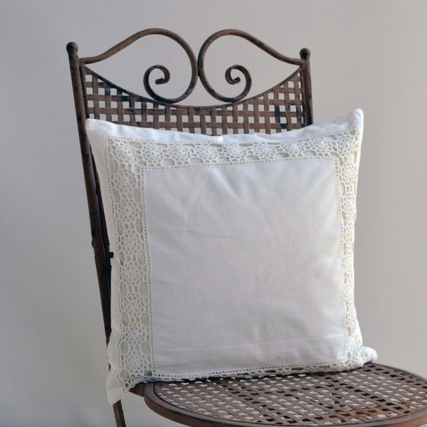 Hossner romantische Kissenhülle echte Spitze Handarbeit Vintage Landhaus 40x40 cm 3 DSC2028 1