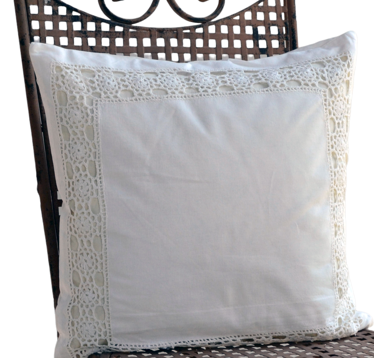 Hossner romantische Kissenhülle echte Spitze Handarbeit Vintage Landhaus 40x40 cm 1 Hossner romantische Kissenhülle echte Spitze Handarbeit Vintage Landhaus 40x40 cm