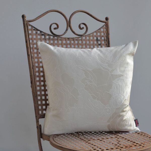 Hossner bestickte romantische Kissenhülle Rosenmotiv natur ca. 40x40 cm