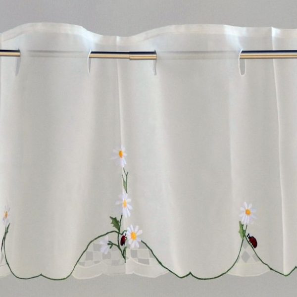 Hossner Scheibengardine Panneaux mit Blüten und Maikäfer creme