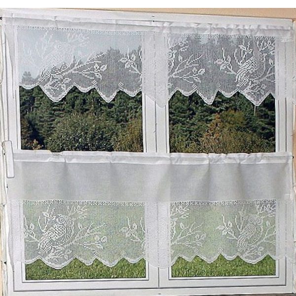 Hossner Panneaux Stoff+ Spitze weiß Landhaus Stil Tunnelzug