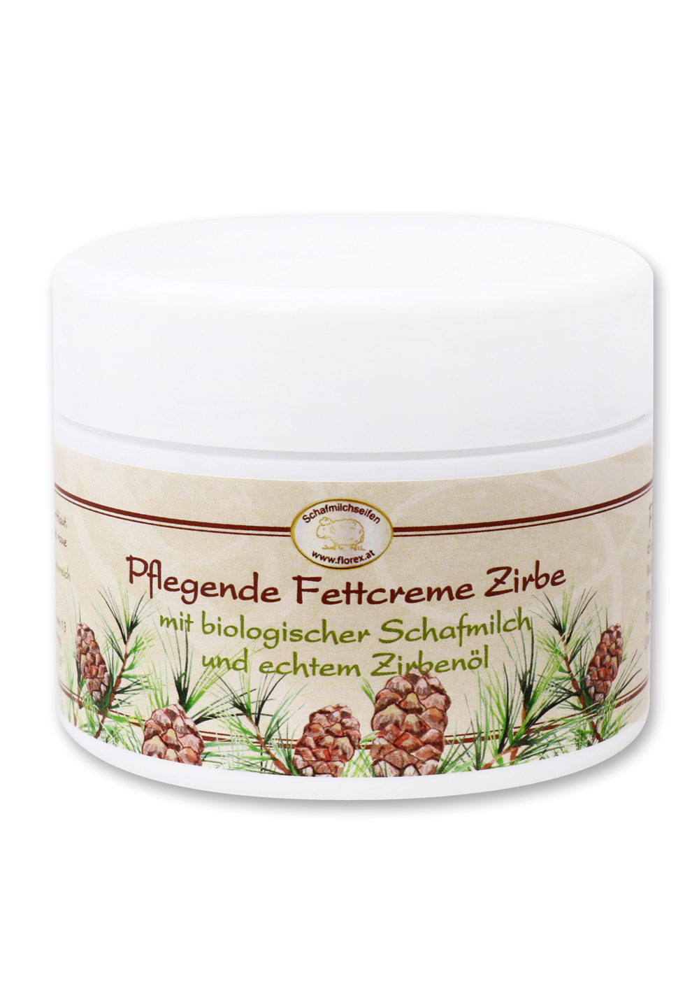Florex Fettcreme Zirbe mit Bio Schafmilch bei extrem trockener Haut mit Lanolin 125 ml 2 Florex Fettcreme Zirbe mit Bio Schafmilch bei extrem trockener Haut mit Lanolin 125 ml – Bild 2