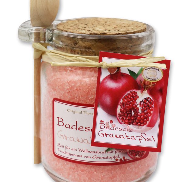 Florex Badesalz Granatapfel mit Bio Schafmilch Glas mit Holzlöffel 300 g