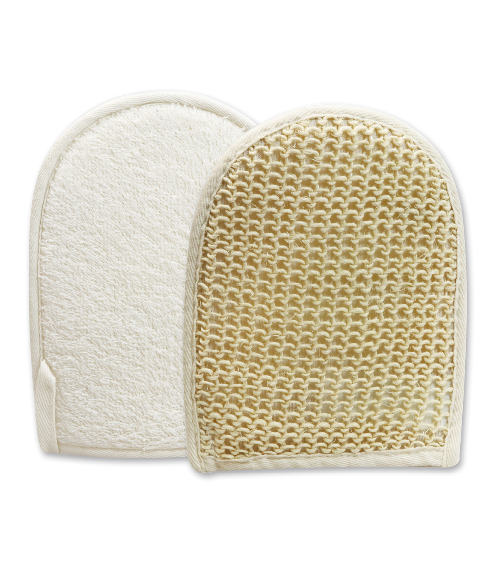 Massagehandschuh aus Sisal und Baumwolle zur wohltuenden Körperpflege 1 Massagehandschuh aus Sisal und Baumwolle zur wohltuenden Körperpflege