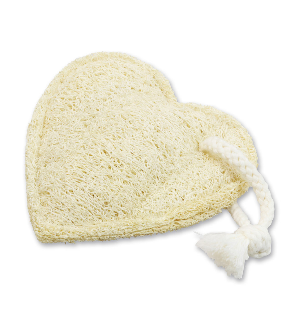 Luffa-Schwamm in Herzform mit Kordel zur wohltuenden Körperpflege 1 Luffa-Schwamm in Herzform mit Kordel zur wohltuenden Körperpflege