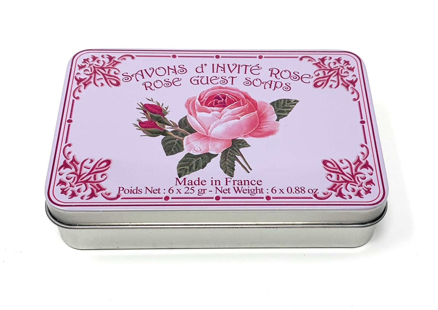 Le Blanc Naturseife Gästeseife Rose in Metallbox 6 x 25g 2 Le Blanc Naturseife Gästeseife Rose in Metallbox 6 x 25g – Bild 2