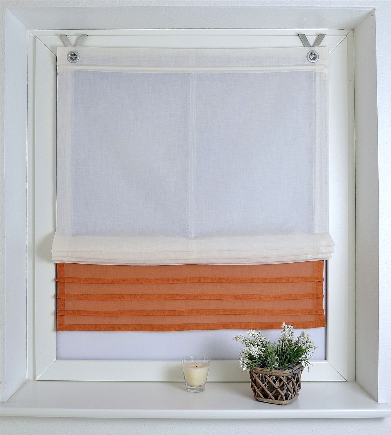 Kutti Raffrollo »Jasmin Biese« 2farbig Haken/Ösen creme-terra B/H 80x140 cm 1 Kutti Raffrollo »Jasmin Biese« 2farbig Haken/Ösen creme-terra B/H 80x140 cm