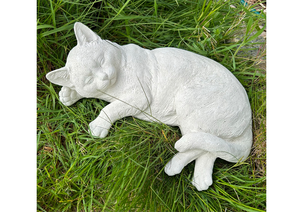 Deko Objekt Katze lebensgroß für Haus und Garten aus Weißbeton 35x26x13 cm 2 Deko Objekt Katze lebensgroß für Haus und Garten aus Weißbeton 35x26x13 cm – Bild 2