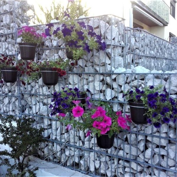 Blumentopfhalter verzinkter Stahldraht für Doppelstab Gitter- und Gabionen Zäune 18 LU LS TH 160 21 1 4