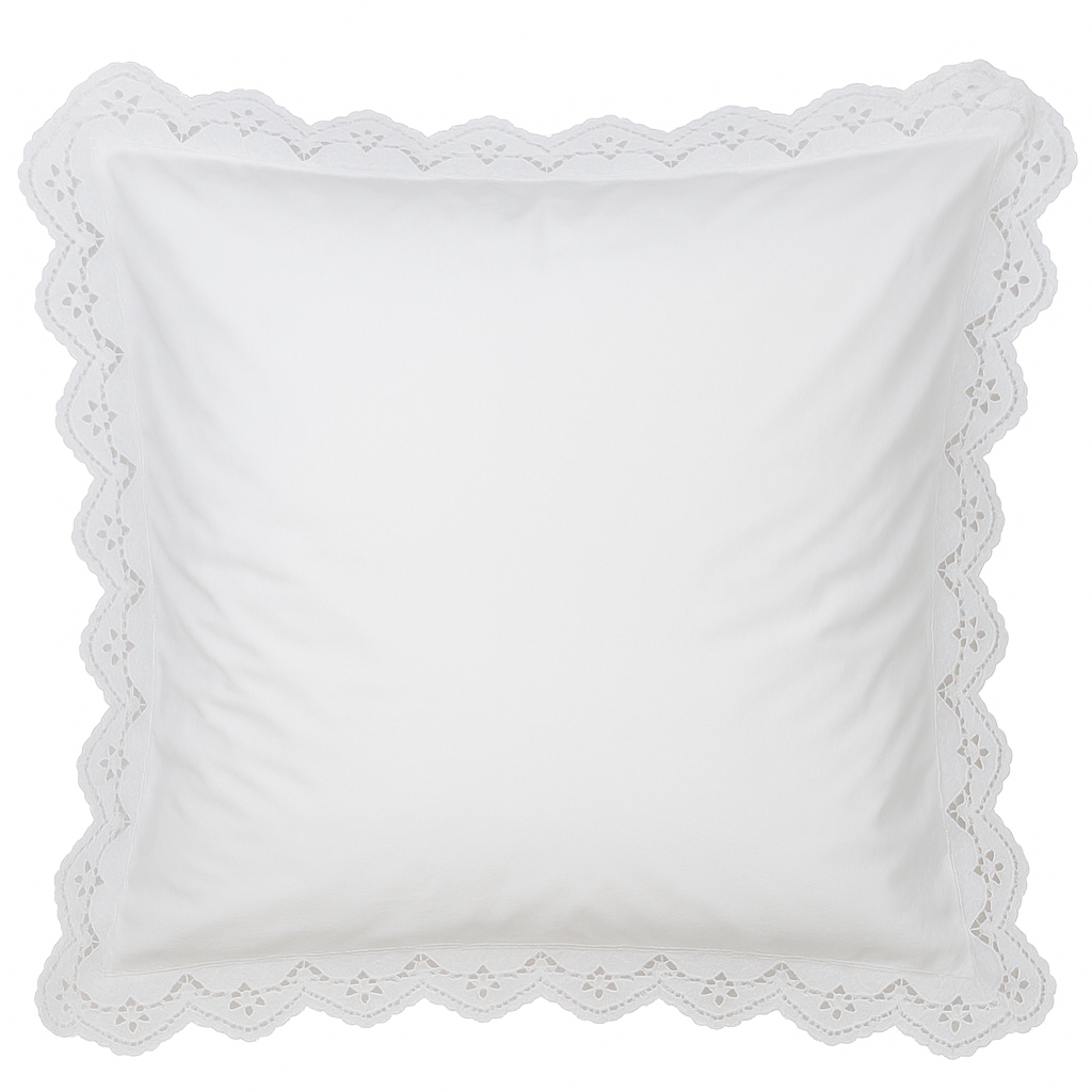 Paradekissen 80x80 cm – Baumwolle, Spitze & Stickerei im romantischen Vintagestil 1 Paradekissen 80x80 cm – Baumwolle, Spitze & Stickerei im romantischen Vintagestil