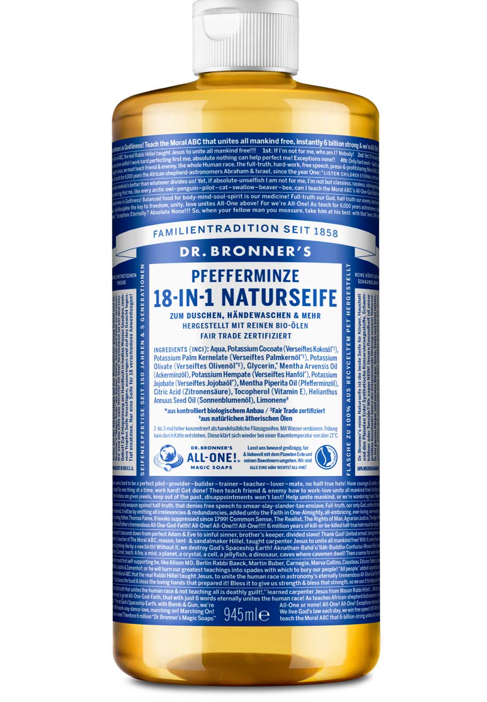 Dr. Bronner's Pfefferminze 18-in-1 Naturseife 945 ml 1 Dr. Bronner's Pfefferminze 18-in-1 Naturseife 945 ml