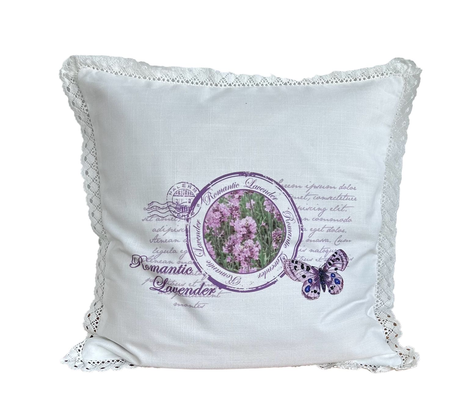 Hossner Kissenhülle Lavendel Vintage Landhaus Stil mit Häckelspitze 40x40 cm 1 Hossner Kissenhülle Lavendel Vintage Landhaus Stil mit Häckelspitze 40x40 cm