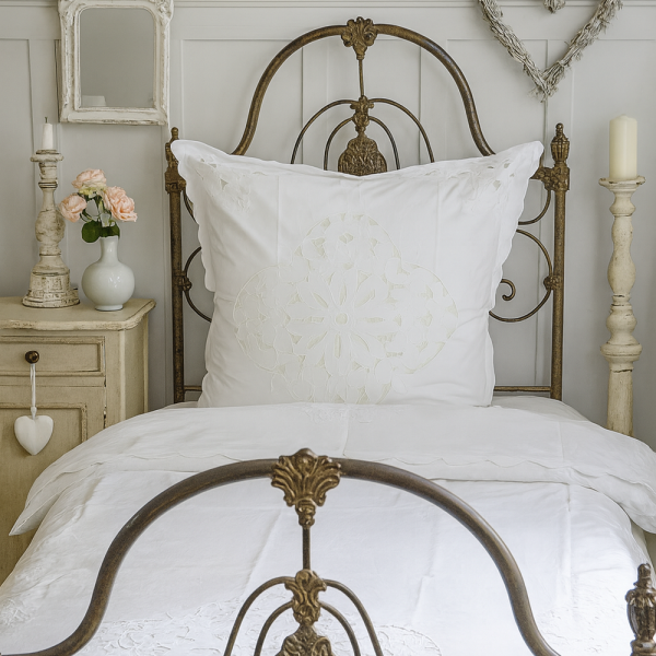 Hossner Bettwäsche Pisa Nostalgie Shabby Landhaus weiß 155/220 cm + 80x80 cm