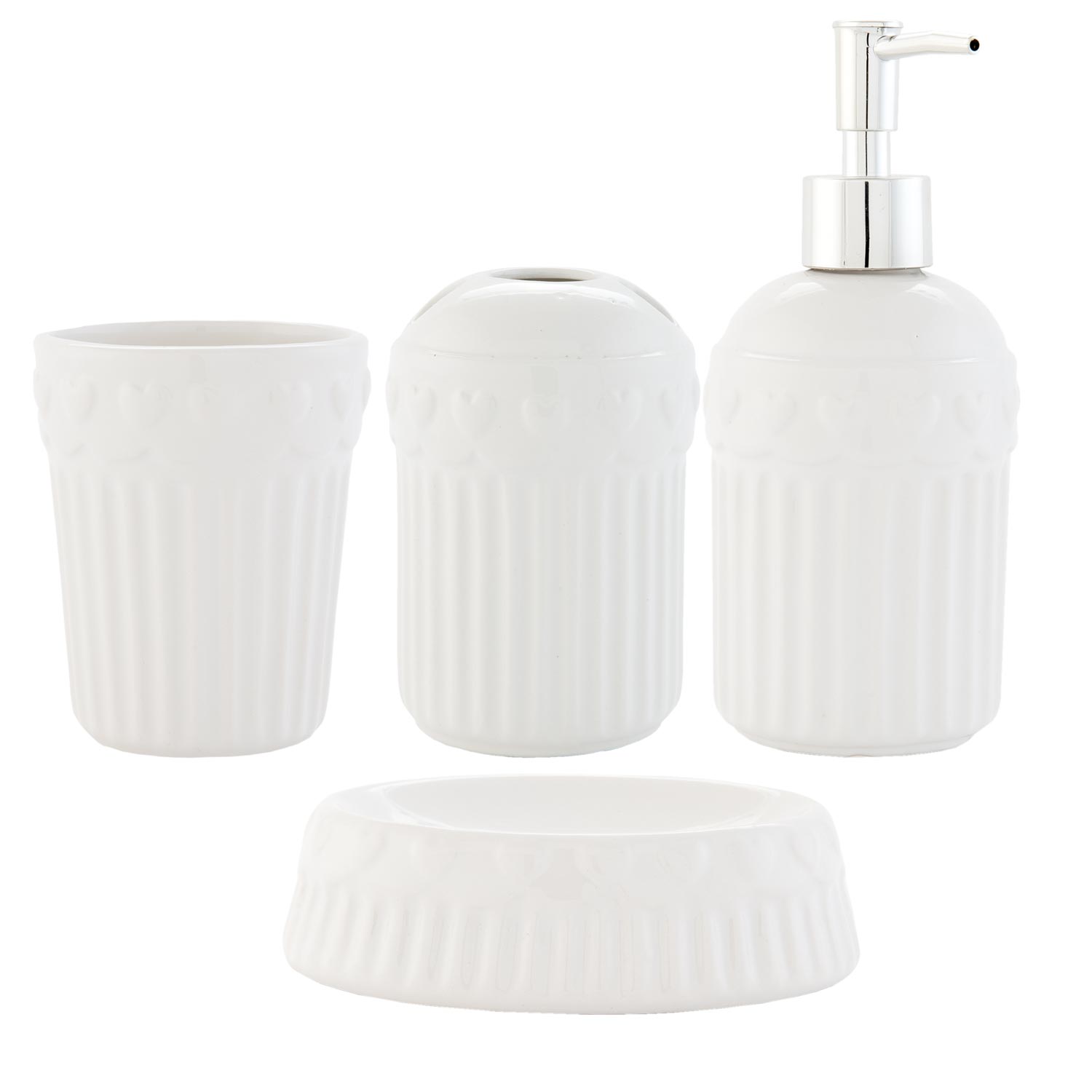 Clayre & Eef 4er Set Keramik Badezimmer Seifenspender Schale Zahnbürste Becher 1 Clayre & Eef 4er Set Keramik Badezimmer Seifenspender Schale Zahnbürste Becher