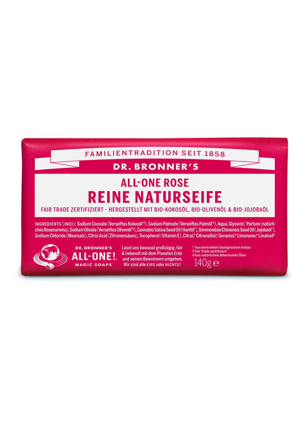 Dr. Bronner's Rose Reine Naturseife 140 g 3 Dr. Bronner's Rose Reine Naturseife 140 g – Bild 3