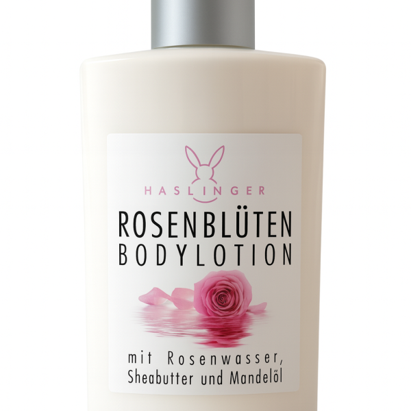 Haslinger Rosenblüten Bodylotion mit Rosenwasser Sheabutter und Mandelöl 200 ml