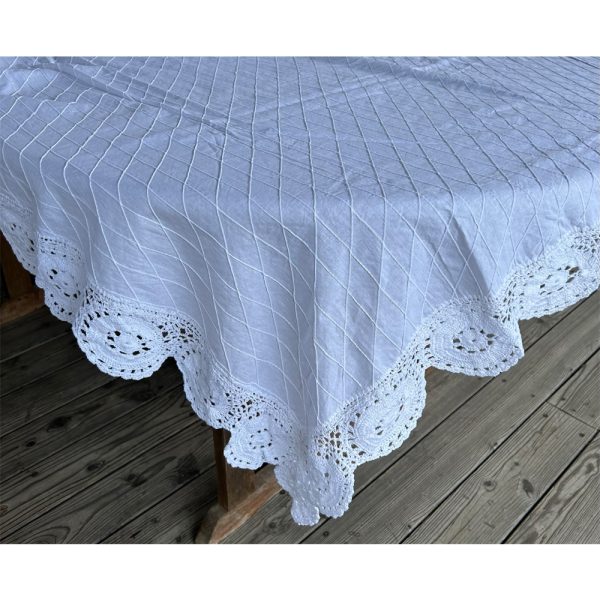 Van Deurs Tischdecke Bestickt Baumwolle im Landhaus Vintage Stil ca. 140x220 cm 6 Tischdecke