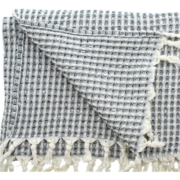 Frank Flechtwaren Plaid Waffelpique Landhaus Stil schwarz-creme 130x170 cm 13 Waffel 1