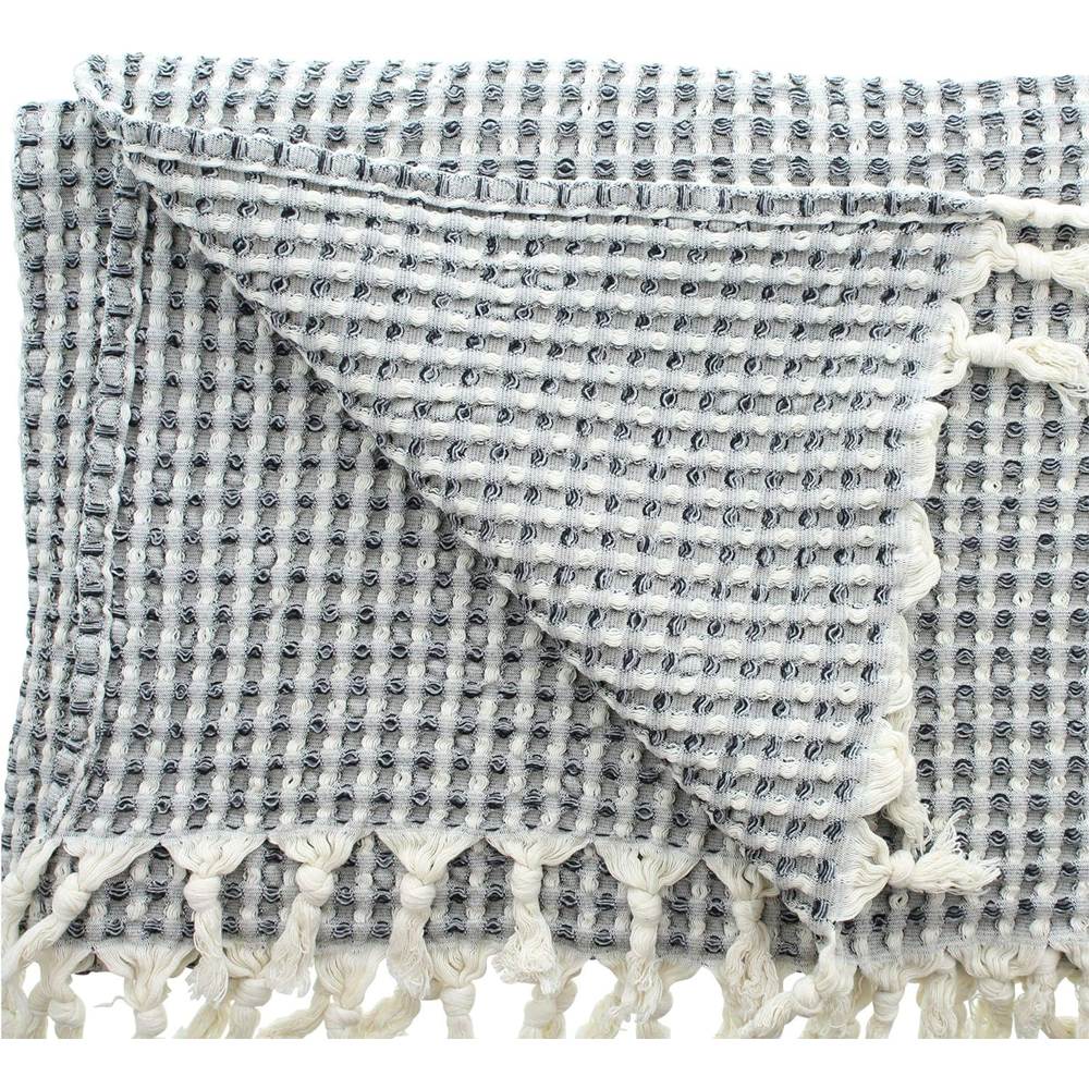 Frank Flechtwaren Plaid Waffelpique Landhaus Stil schwarz-creme 130x170 cm 7 Frank Flechtwaren Plaid Waffelpique Landhaus Stil schwarz-creme 130x170 cm – Bild 7