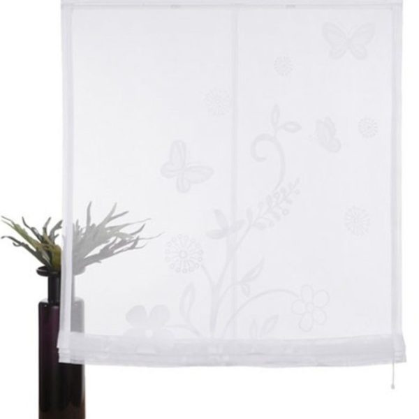 My home Raffrollo »Saltillo« transparent großes Allover- Motiv weiß Höhe 160 cm