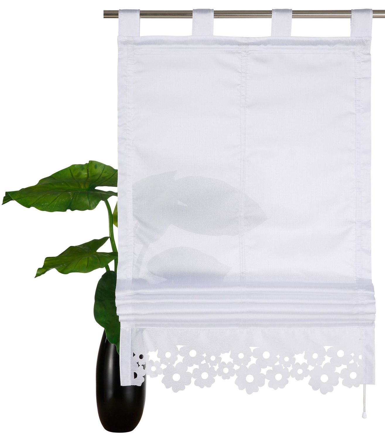 Raffrollo Venedig mit Schlaufen Halbtransparent Polyester HxB 140x140 cm 1 Raffrollo Venedig mit Schlaufen Halbtransparent Polyester HxB 140x140 cm