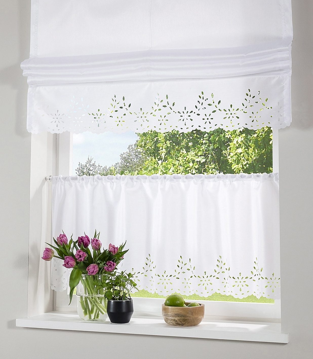 Scheibengardine Nepal Stangendurchzug (1 St) halbtransparent H/B 0,45x120 cm 2 Scheibengardine Nepal Stangendurchzug (1 St) halbtransparent H/B 0,45x120 cm – Bild 2