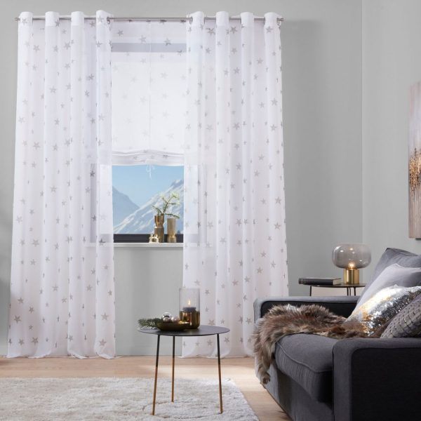 Gardine Stern Vorhang Ösen (1 St) transparent Store weiß H/B 145x140 cm