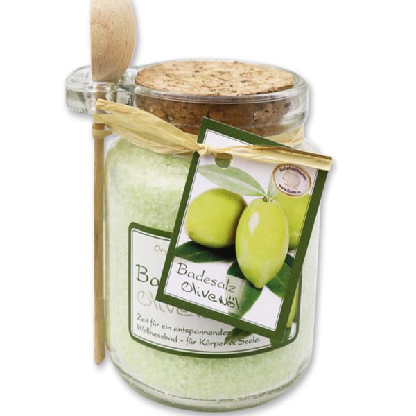 Alternative view of Florex Badesalz Olivenöl Glas mit Holzlöffel 300 g