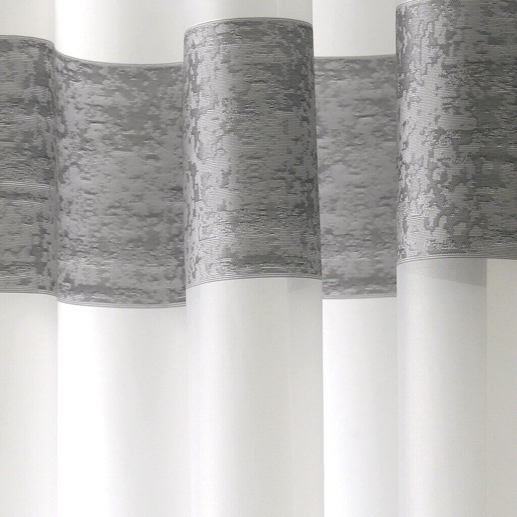 HOMING Gardine Vorhang mit verdeckten Schlaufen weiß-grau 1 Stück HxB 245x140 cm 2 HOMING Gardine Vorhang mit verdeckten Schlaufen weiß-grau 1 Stück HxB 245x140 cm – Bild 2