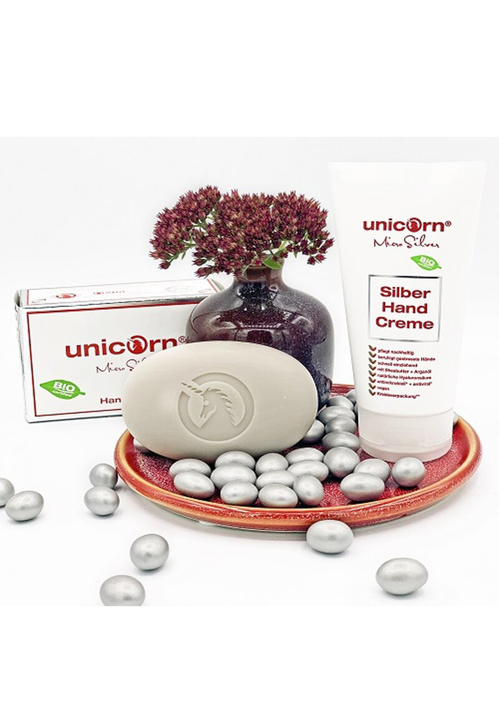 Unicorn MicroSilber Handseife & MicroSilver Handcreme im Set 250 g 1 Unicorn MicroSilber Handseife & MicroSilver Handcreme im Set 250 g